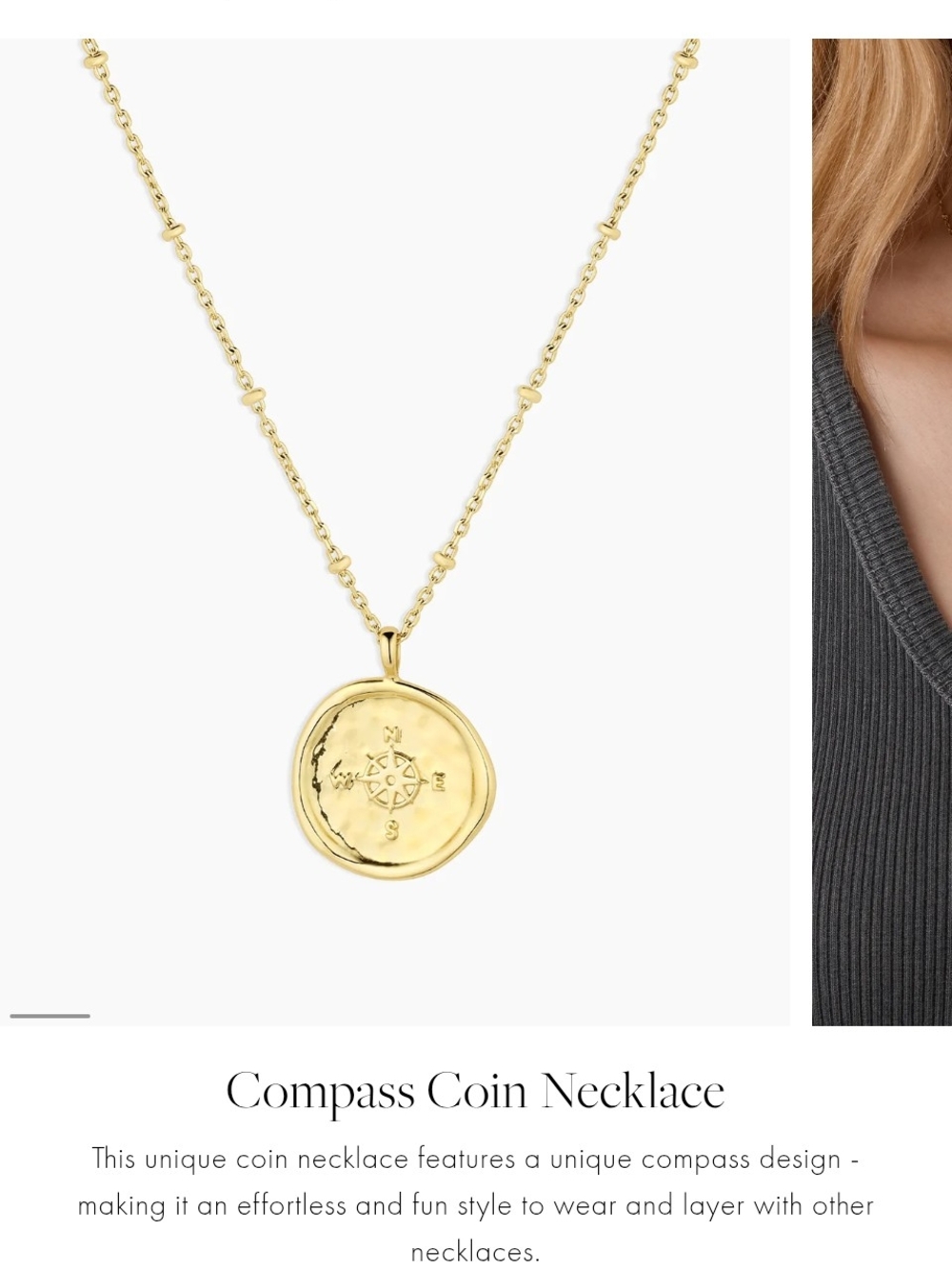 Gorjana Compass Coin Necklace 18K Gold Plated Celestial | M154 - Picture 8 of 9